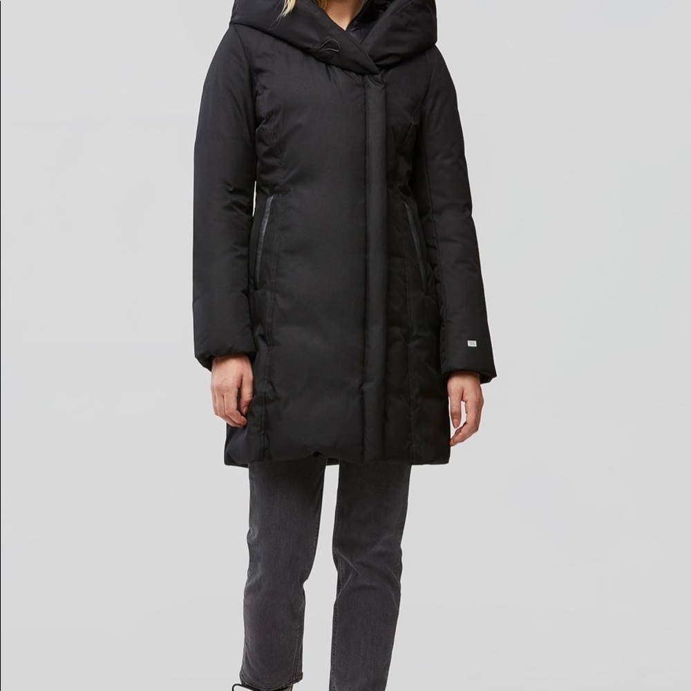 Soia & KYO CAMIELA Slim Fit Brushed Down Coat With Leather Trim - Picture 4 of 16